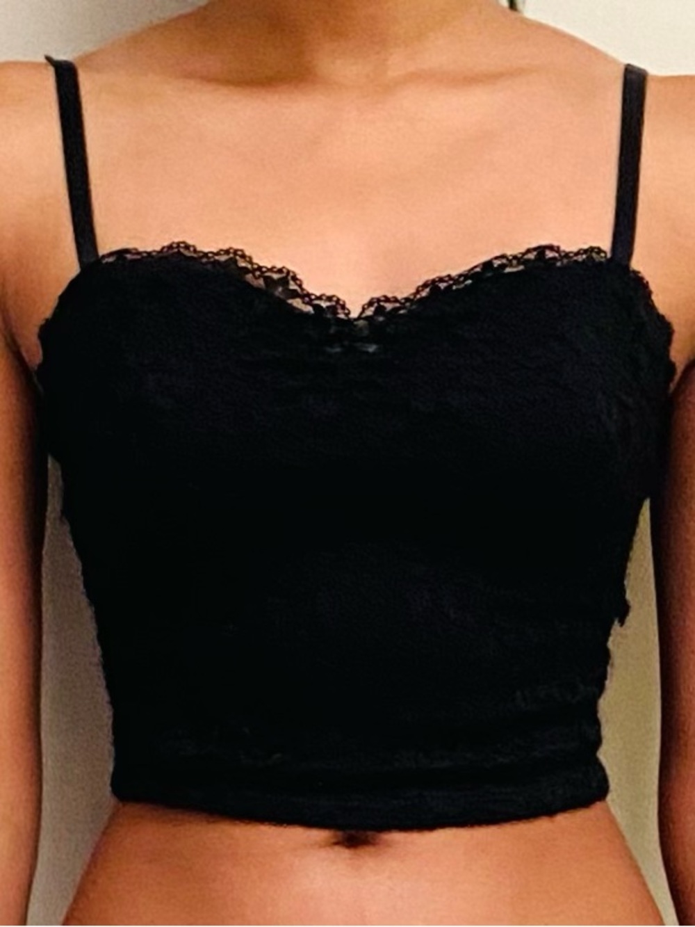 Black Lacey Cropped Cami/Tank Top